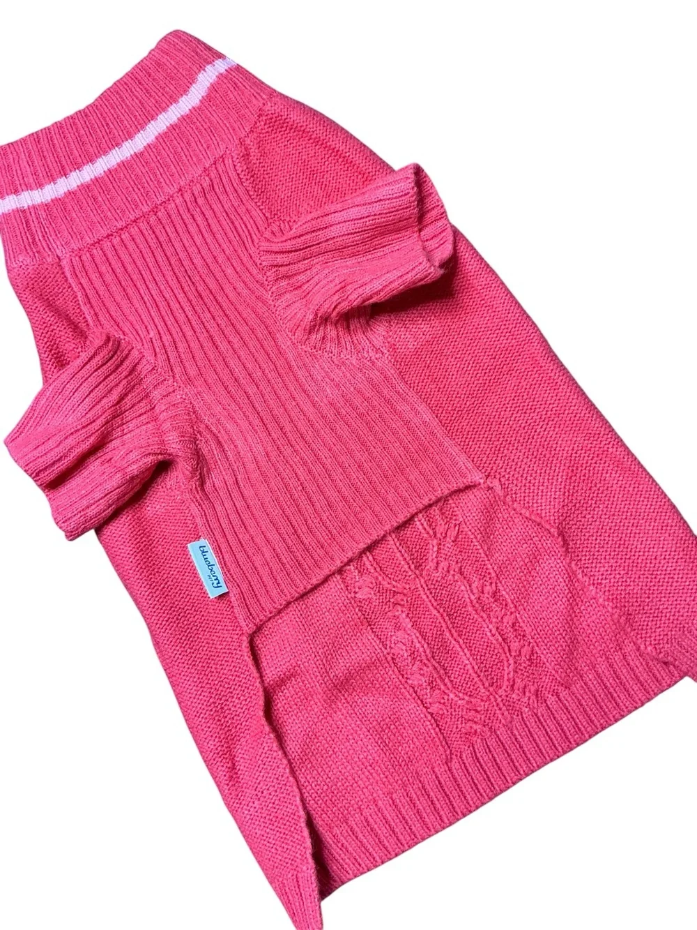 Coral Cable Knit Dog Sweater Blueberry Brand
